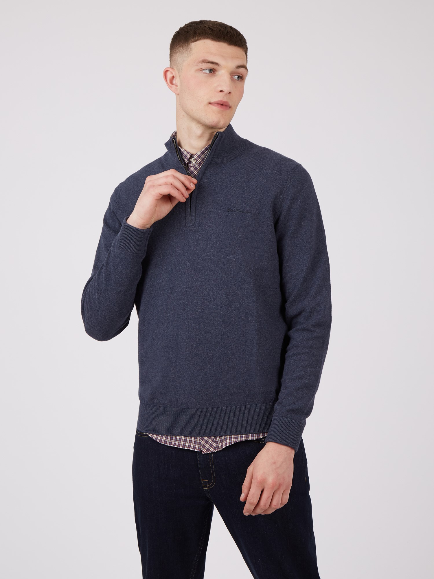 Quarter Zip Funnel Neck Jumper