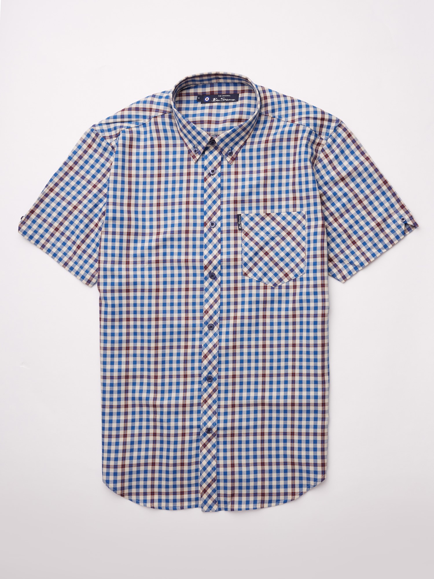 Short Sleeve Shadow Gingham Check Shirt