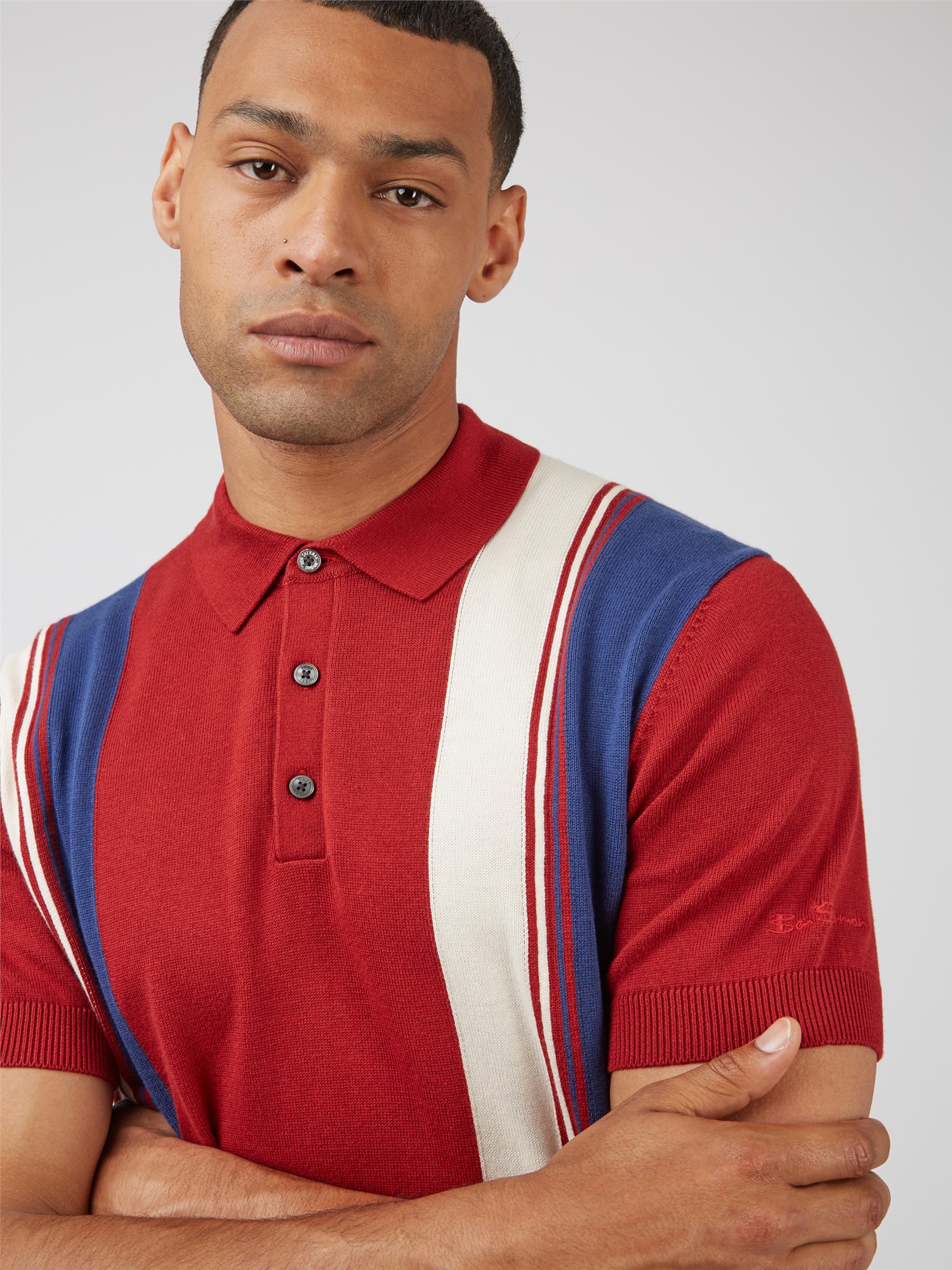 Vertical Stripe Polo Shirt - Red