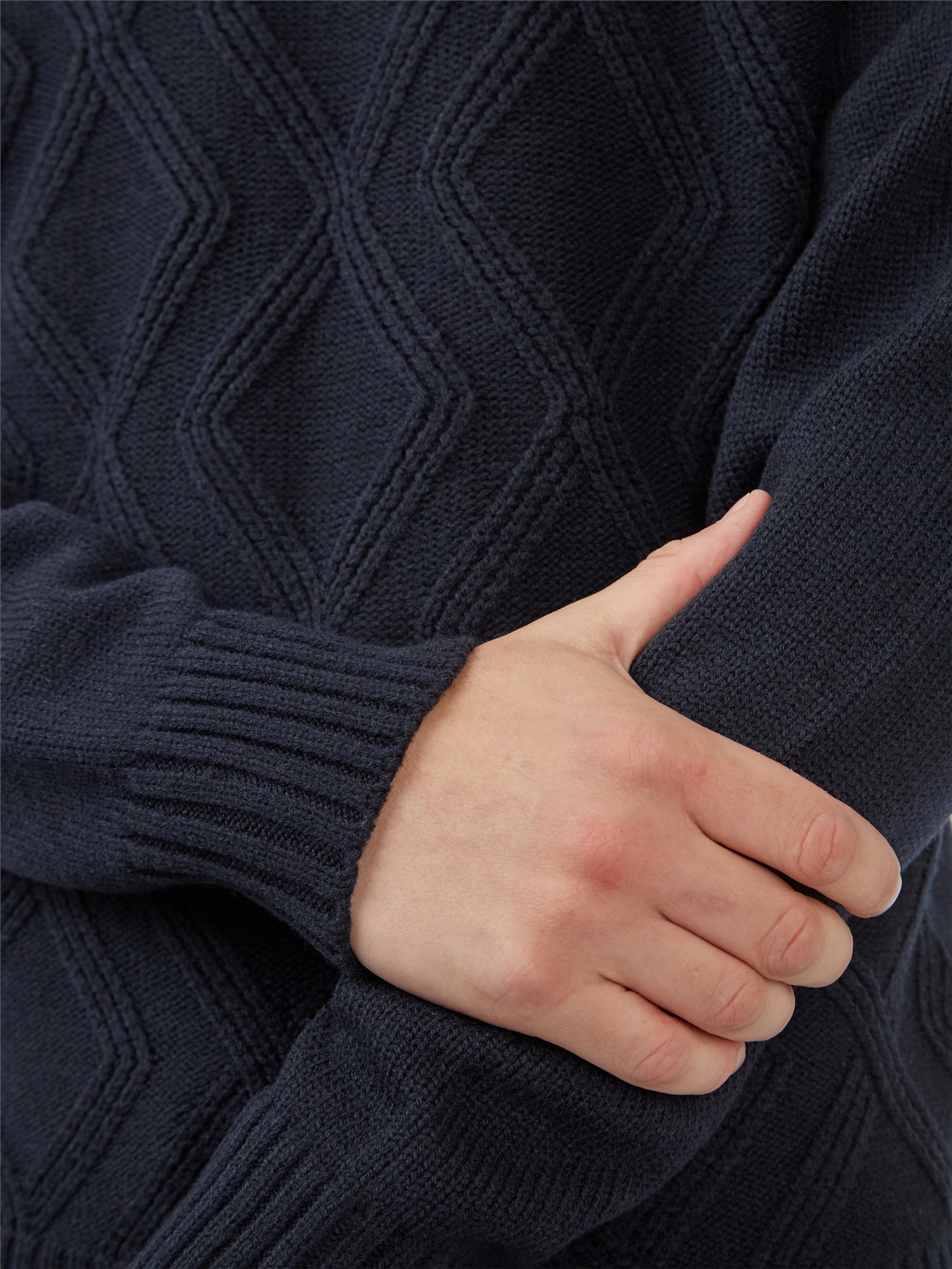 Navy on sale cable jumper