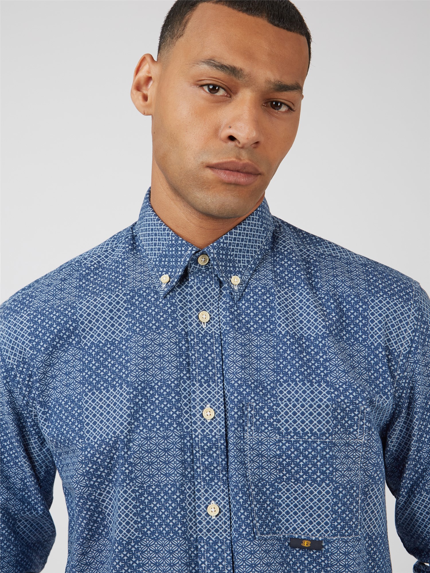 Chambray Patchwork Geo Print