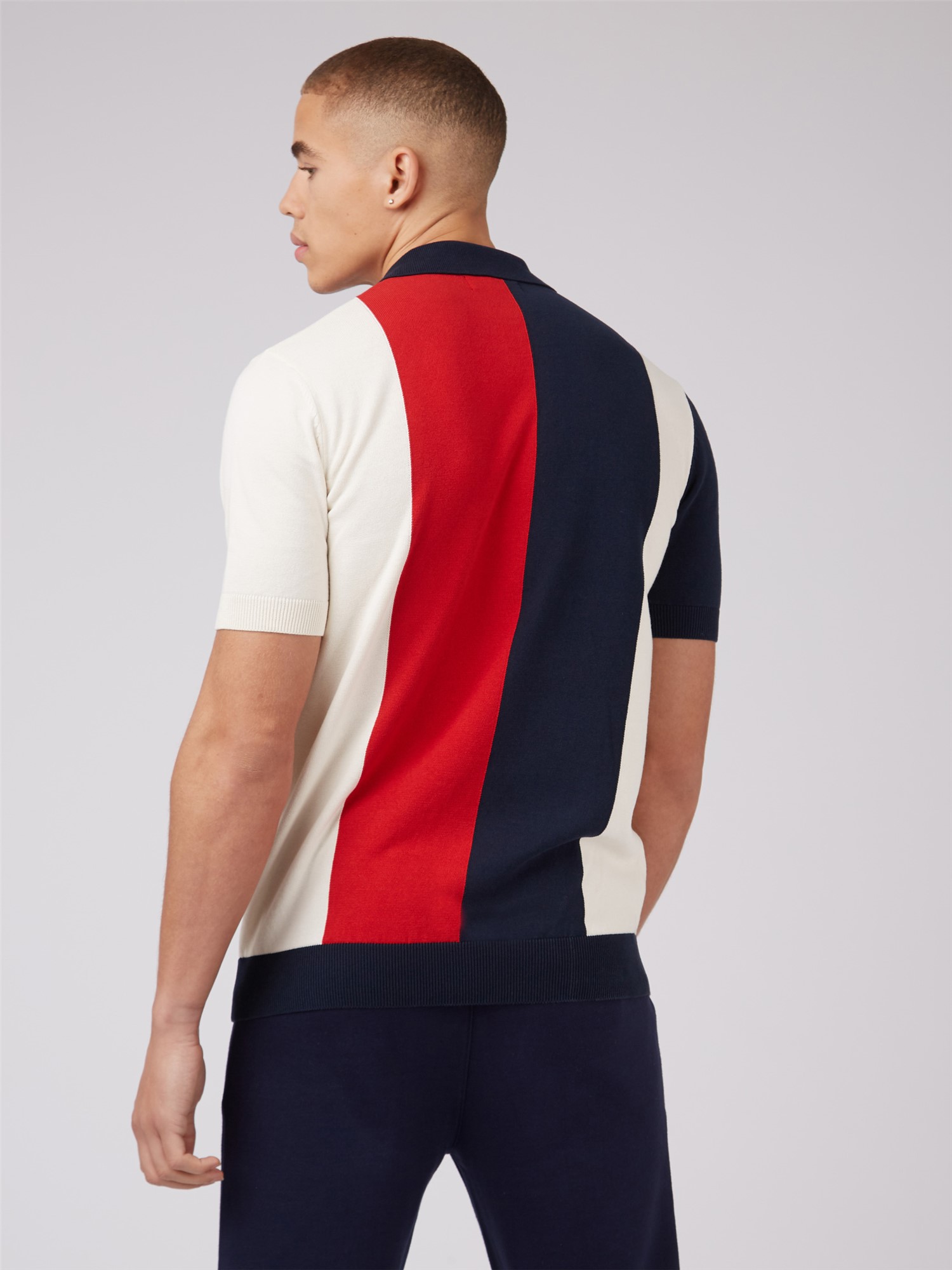 Block Stripe Polo - Dark Navy