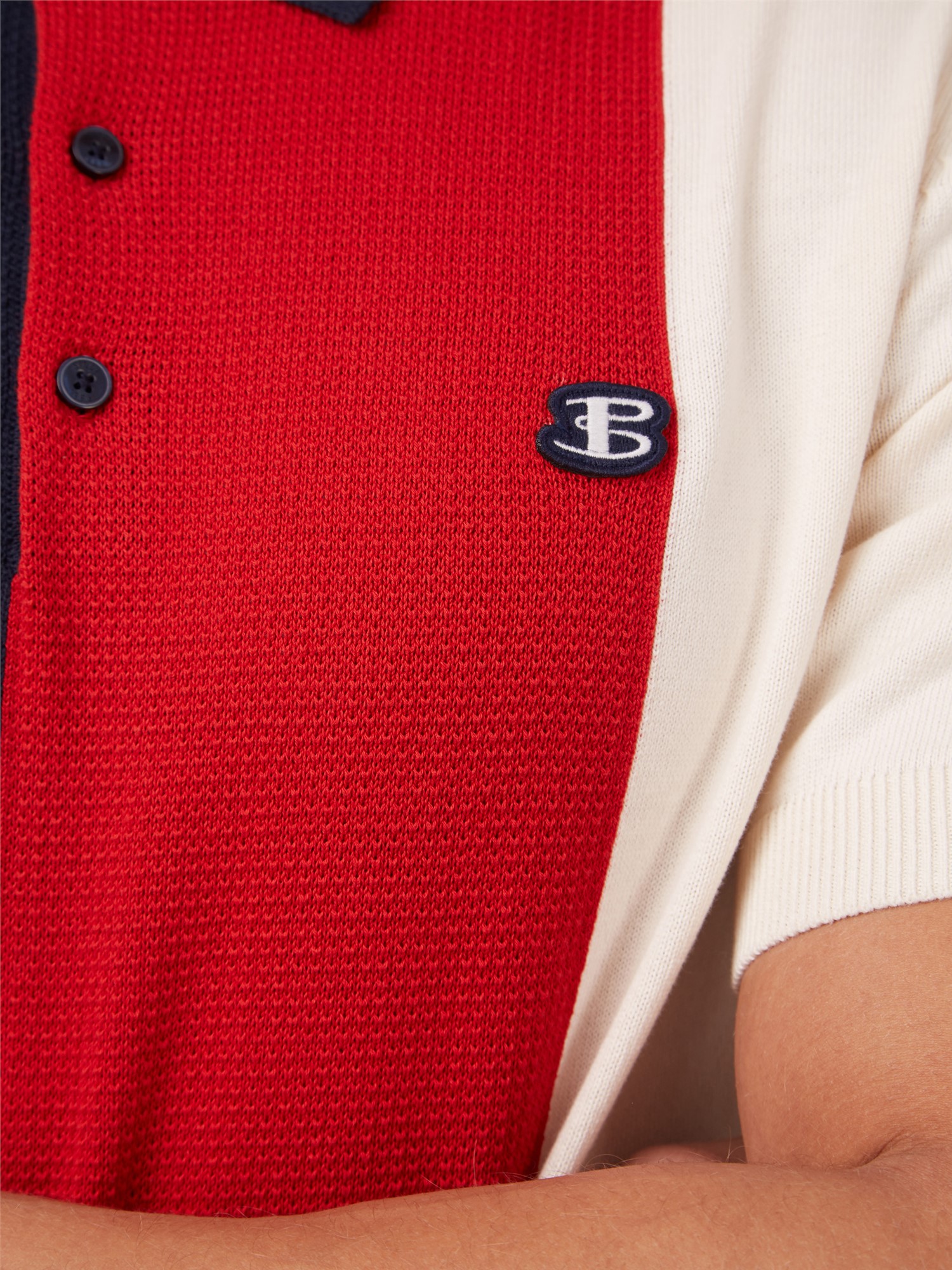 Block Stripe Polo - Dark Navy