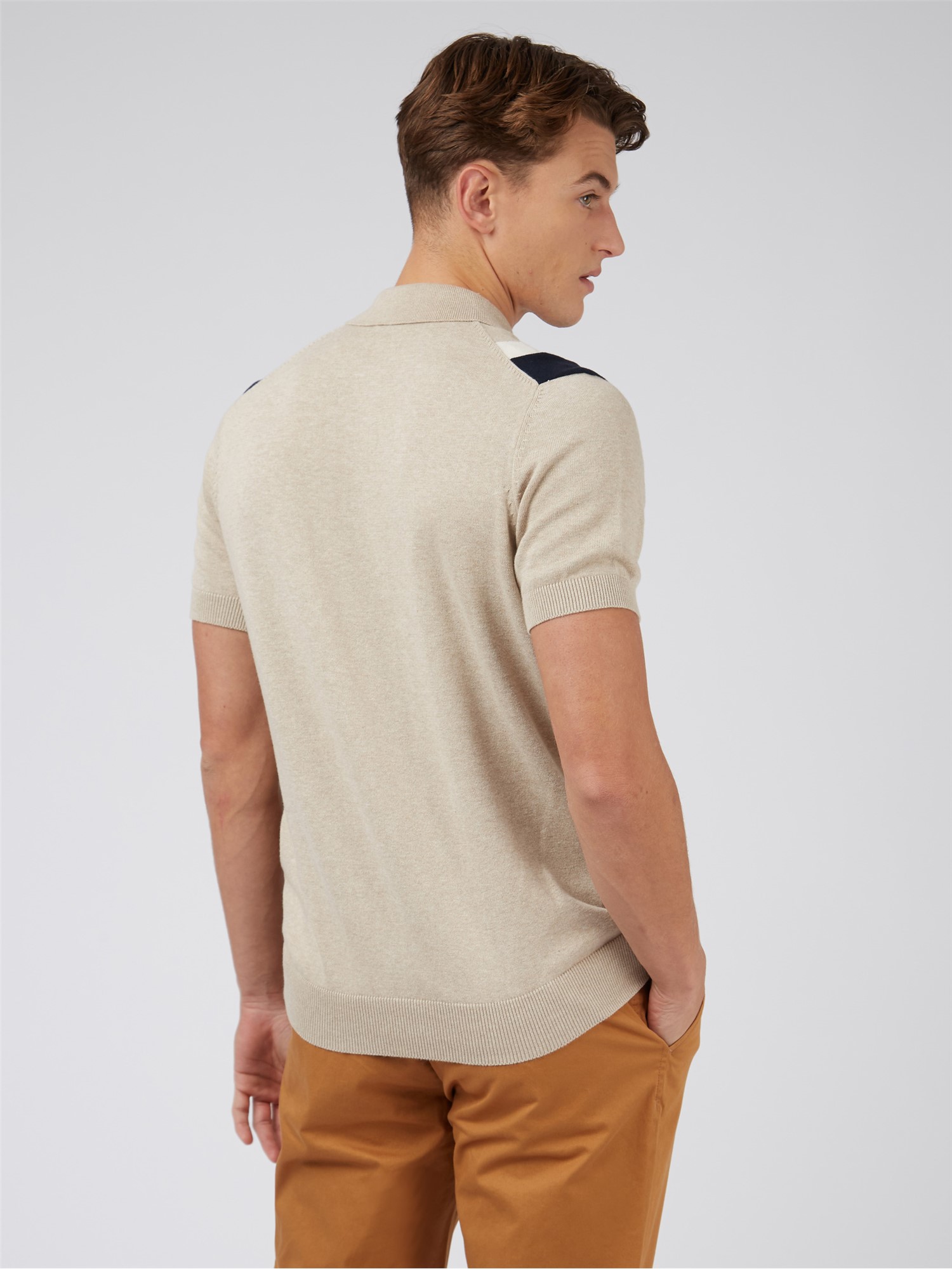 Intarsia Stripe Polo - Sand