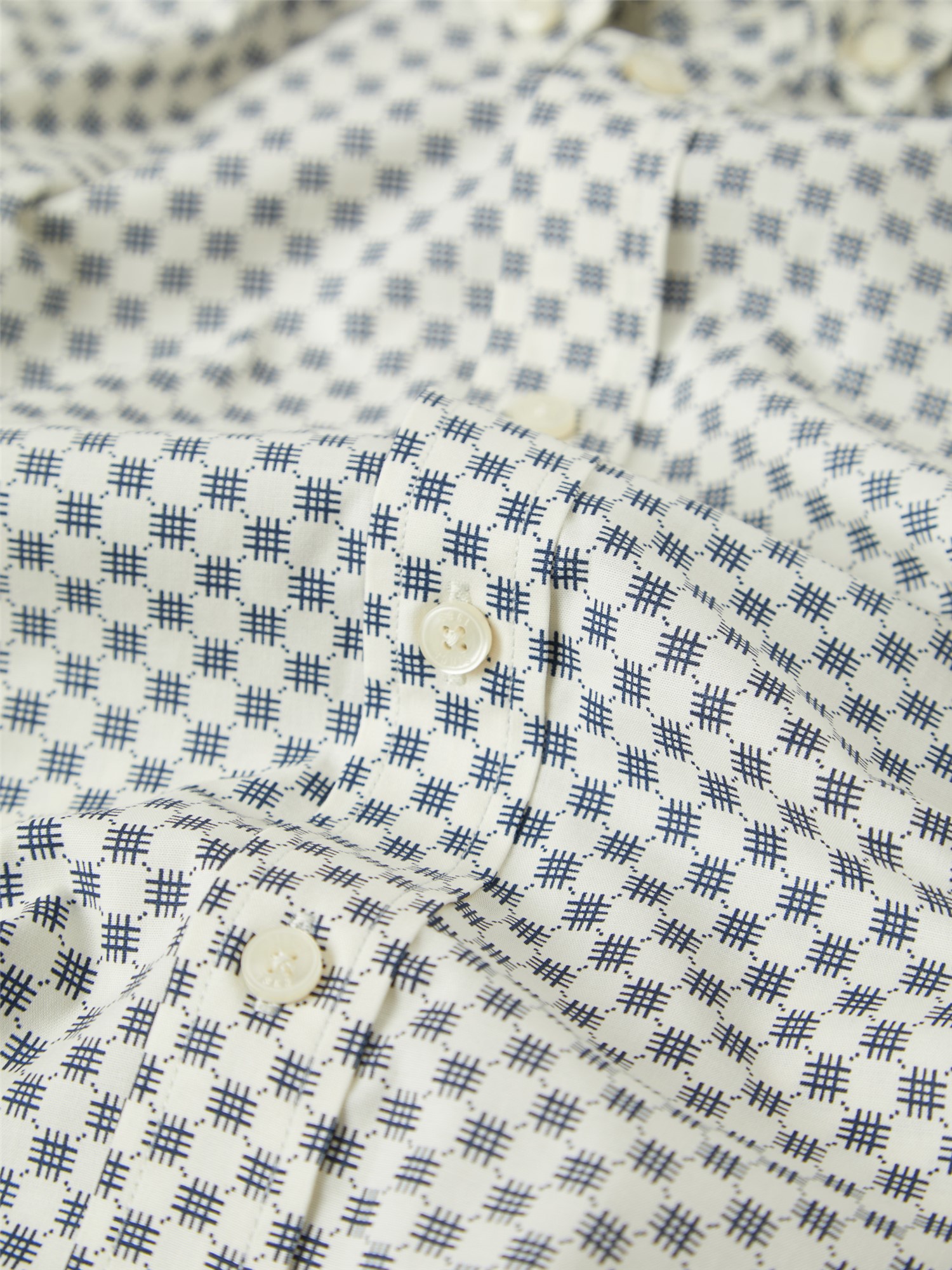 Optical Geo Print Shirt - Ivory