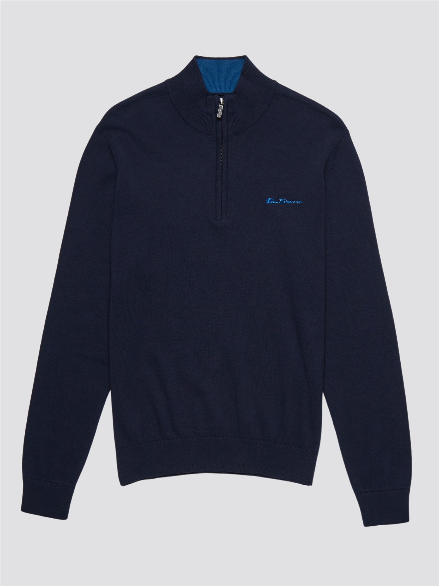 Half Zip Funnel Neck Jumper - Navy