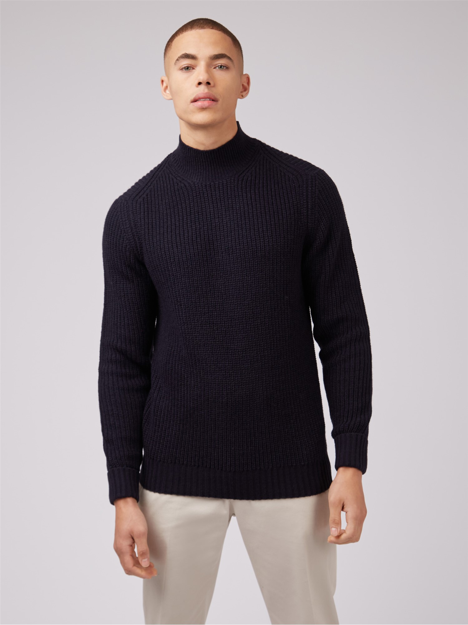 Blue Fishermans Rib Crew Neck Jumper