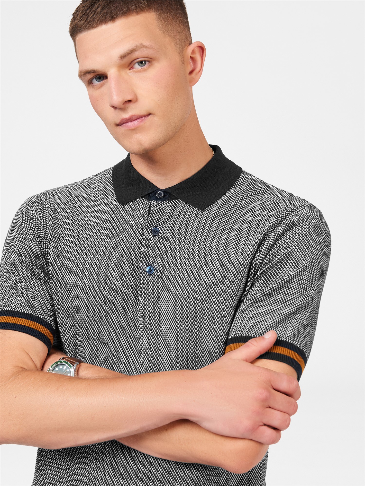 All Over Textured Polo - Dark Navy