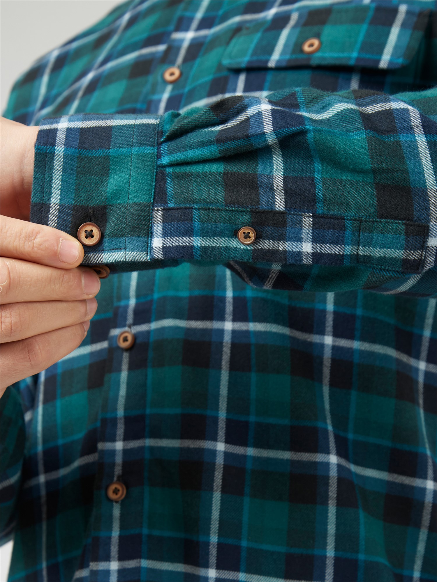 Brushed Plaid Check Shirt - Ocean Green