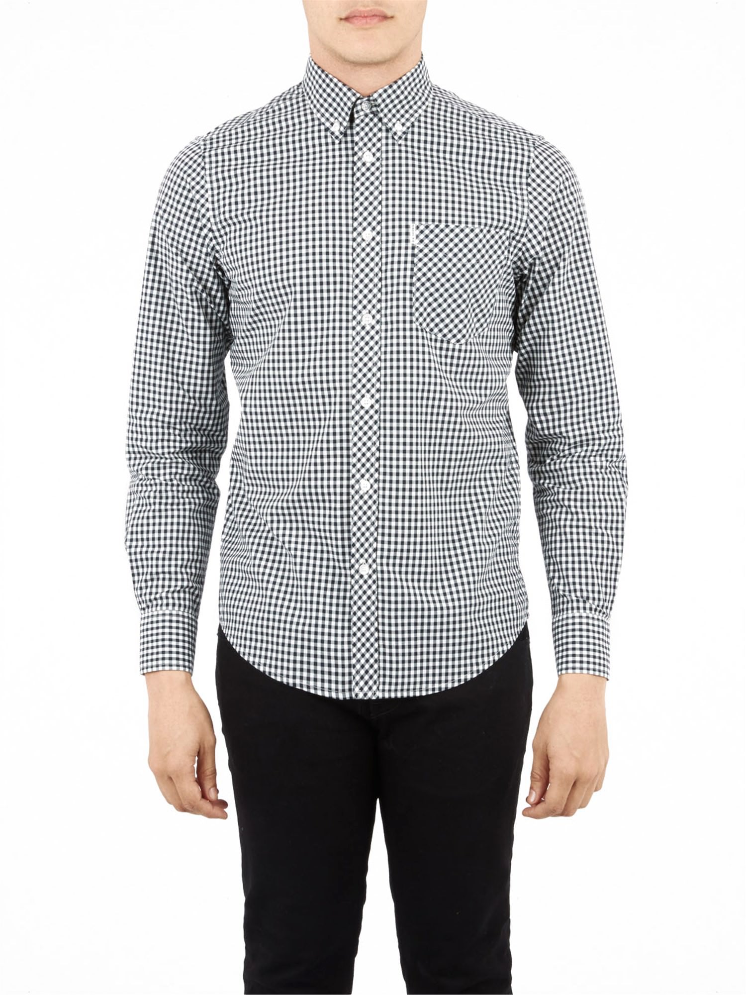 MADISON BLUE cotton Gingham check Long sleeve shirt tops MB211‐5013 Black x white 0