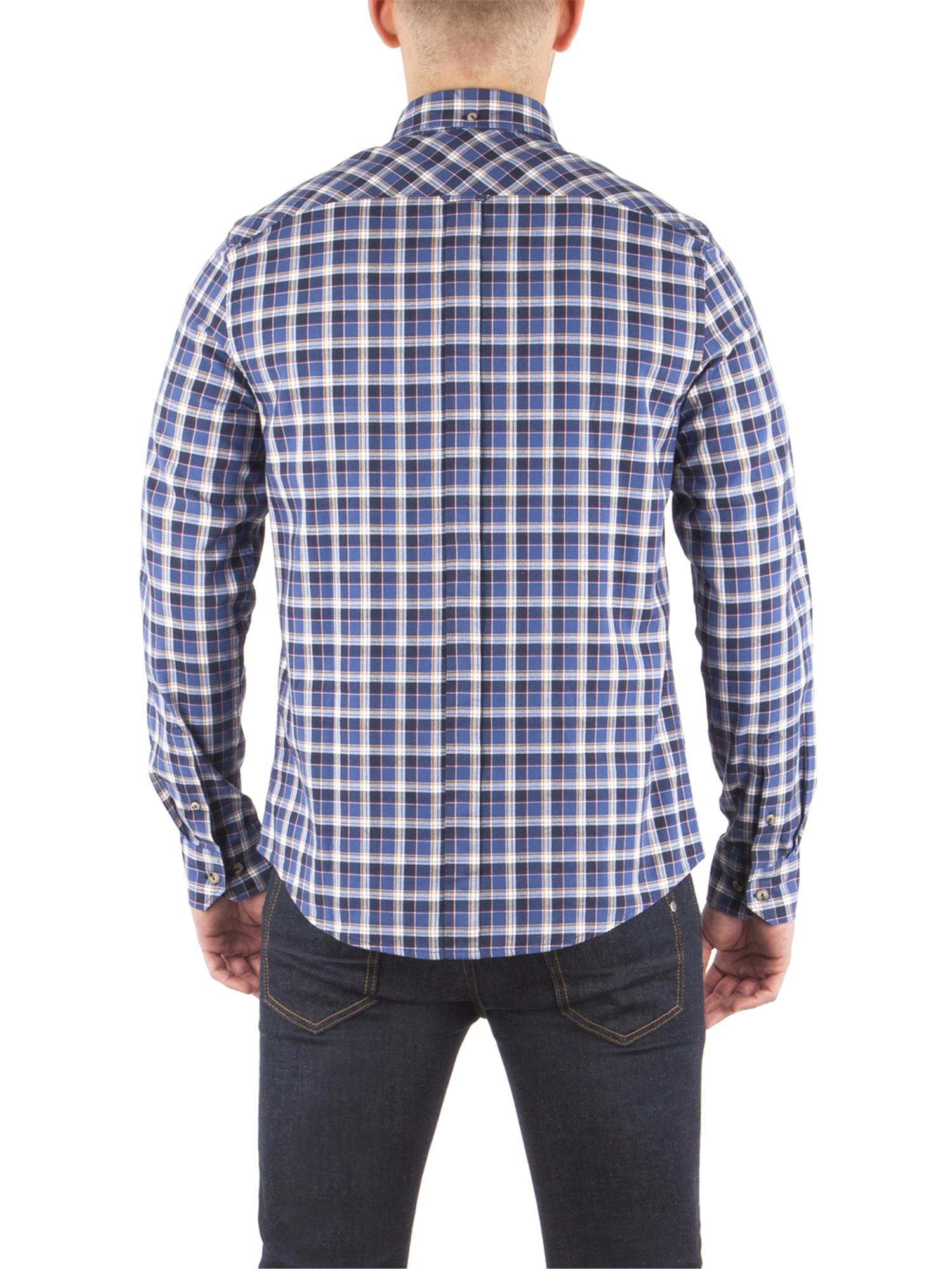 Men's Blue Herringbone Checked Shirt | Ben Sherman | Est 1963