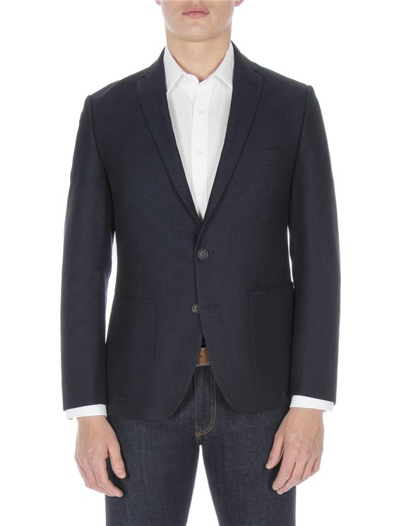 Navy Textured Linen Jacket