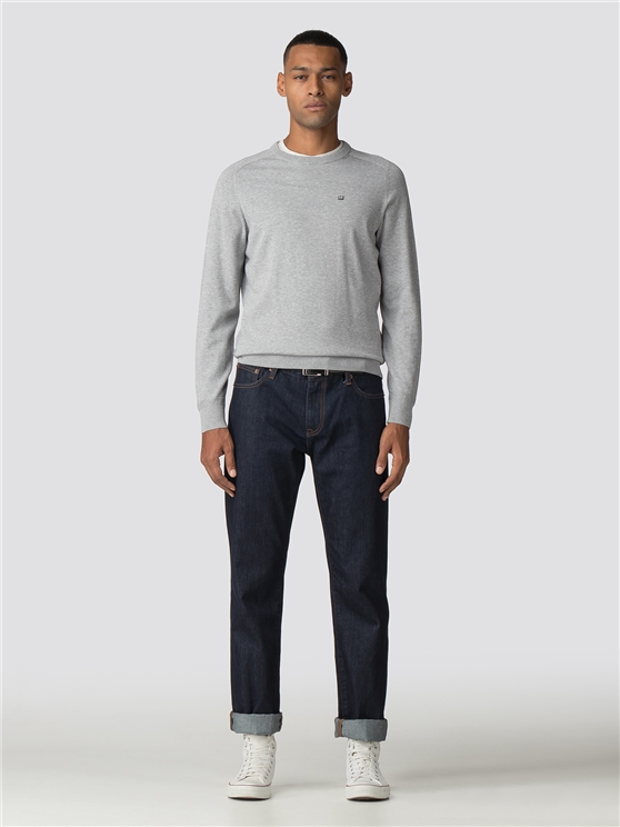 Mid Grey Cotton Crew Neck Jumper