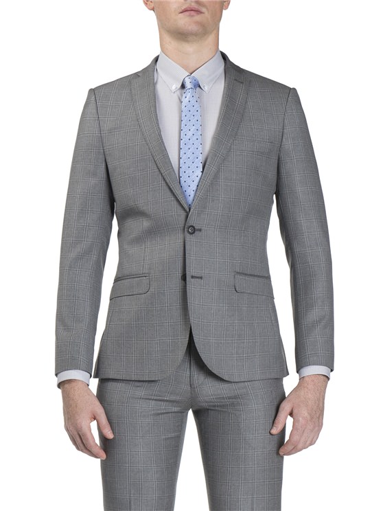 Grey Windowpane Check Jacket