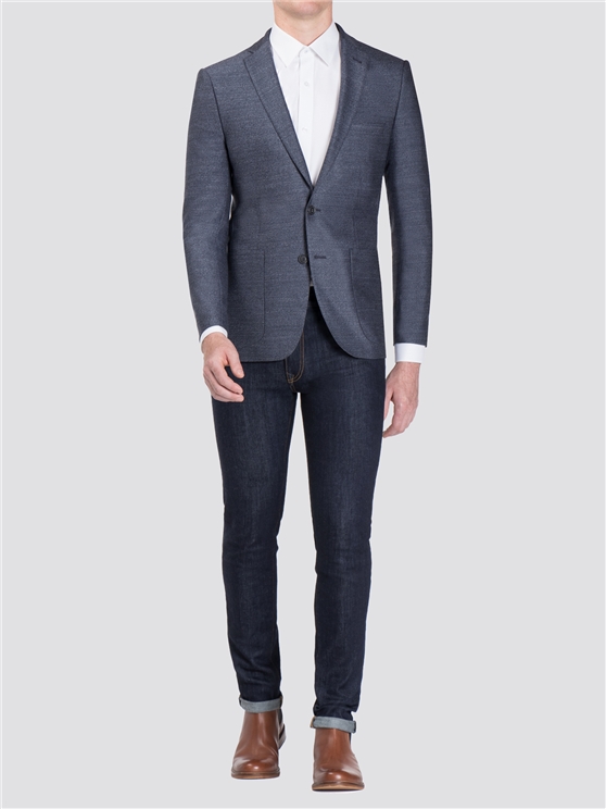 Blue Textured Camden Fit Jacket