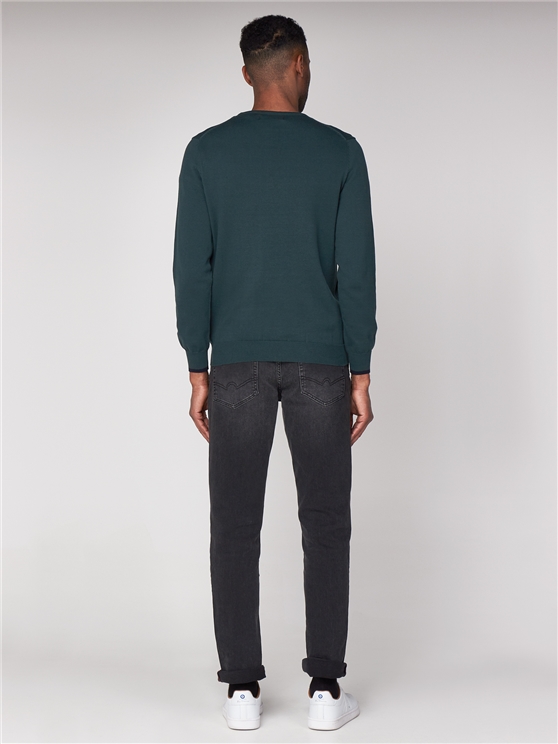 Green Tipped Crew Neck Jumper
