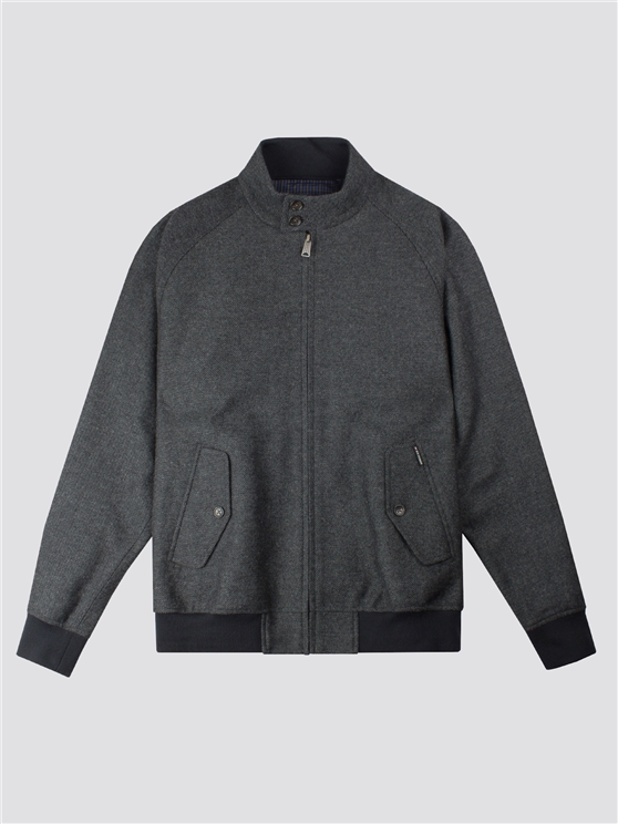 Grey Wool Harrington Jacket