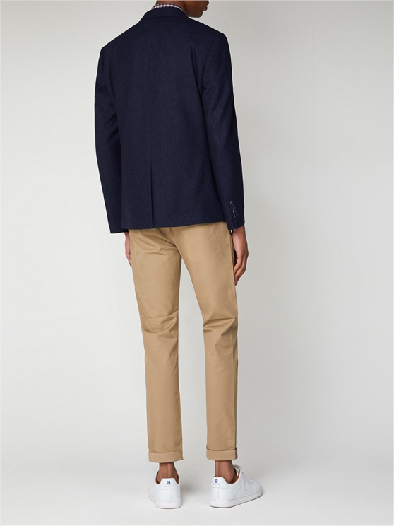 Navy Tipped Flannel Blazer