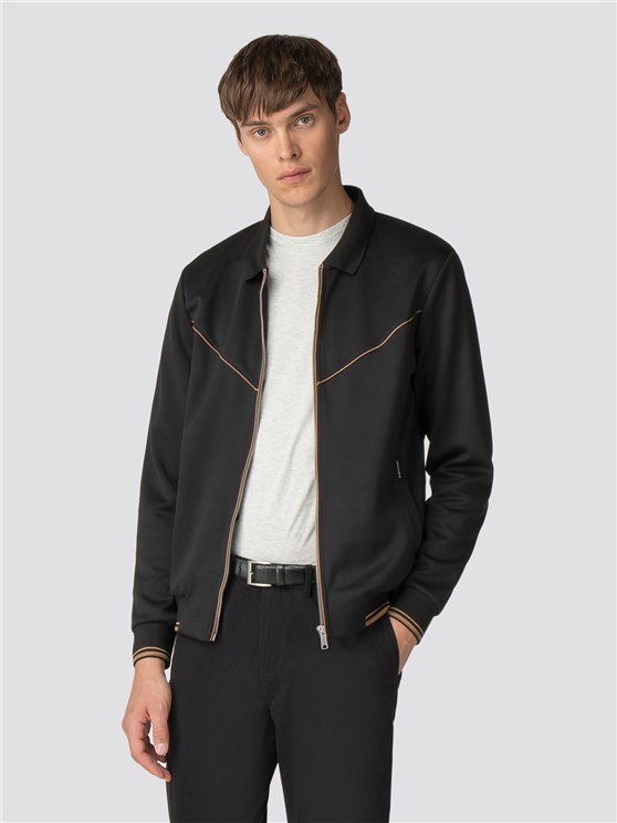 Black Tricot Track Top Jacket