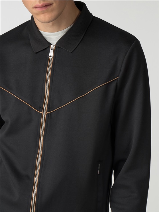 Black Tricot Track Top Jacket
