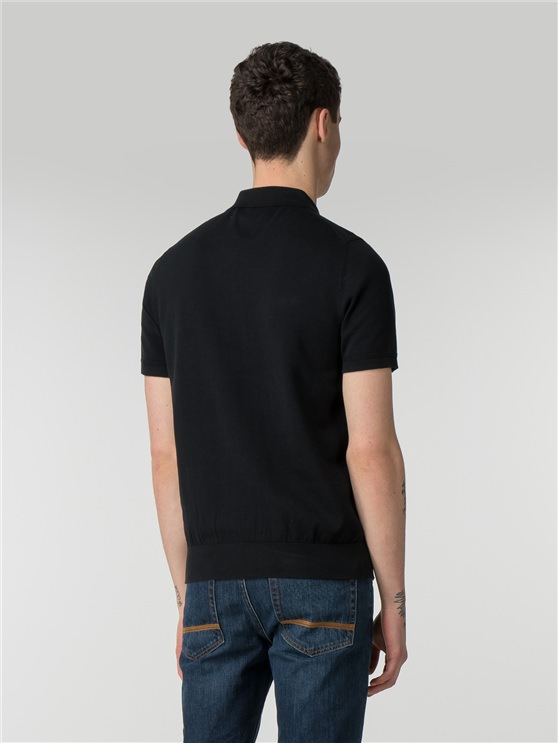 Black Short Sleeve Knitted Polo