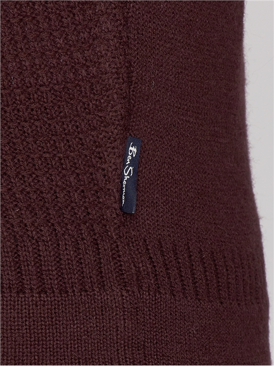 Dark Red Quarter Zip Funnel Neck