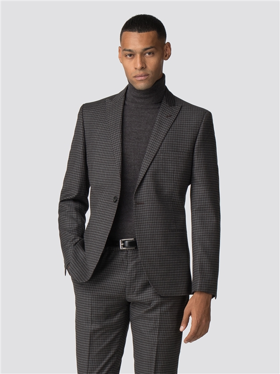 British Charcoal Check Gingham Camden Fit Suit Jacket