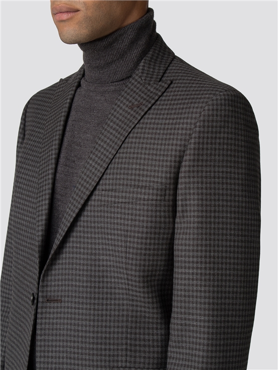 British Charcoal Check Gingham Camden Fit Suit Jacket