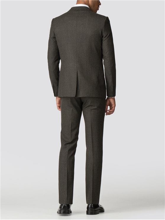 Olive Green Texture Tailored Fit Jacket