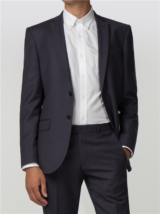 Navy Burgundy Micro Tailored Fit Jacket