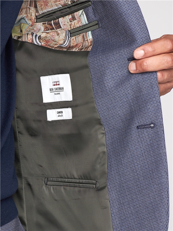British Blue Micro Gingham Camden Jacket
