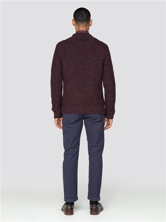 Burgundy Cableknit Crew Jumper