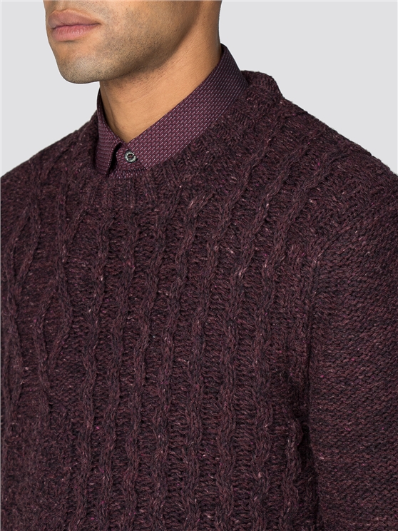 Burgundy Cableknit Crew Jumper