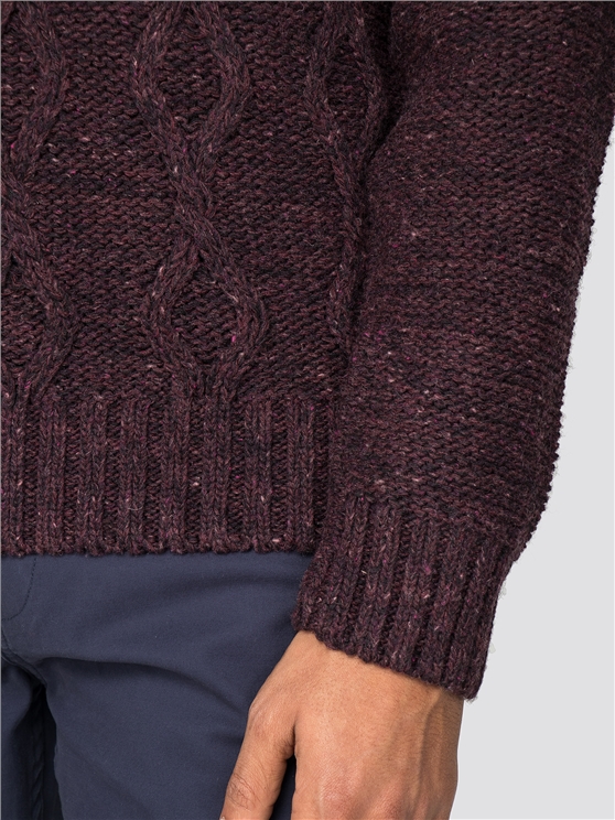 Burgundy Cableknit Crew Jumper