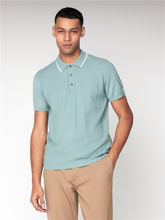 Ben Sherman Mint Textured Front Polo