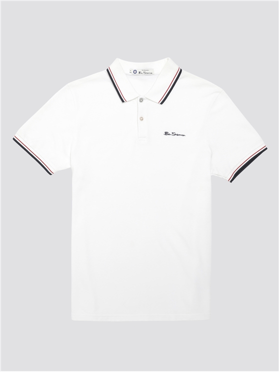 Men's White Signature Cotton Polo Shirt | Ben Sherman | Est 1963