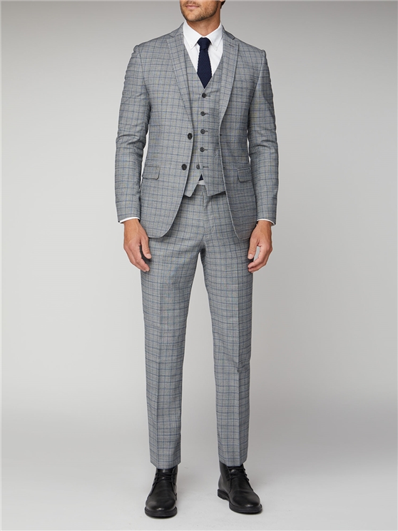 mens dark grey check suit