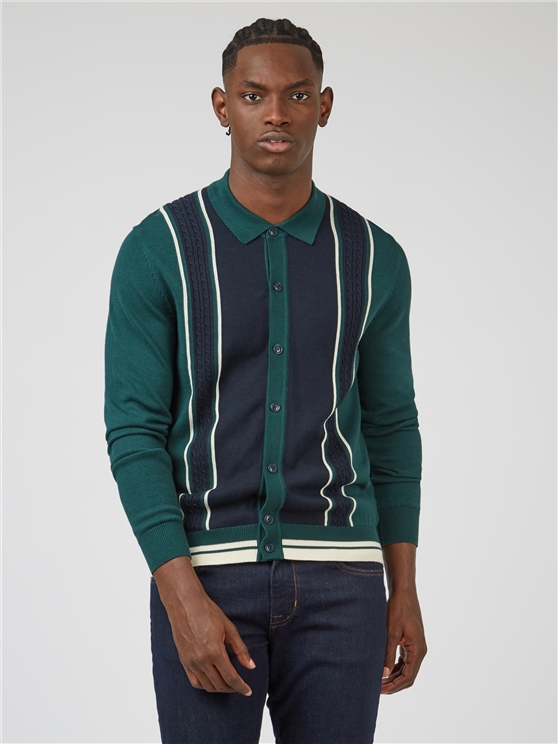 Ben Sherman Mod ButtonThrough Cable Knit Polo | Ben Sherman