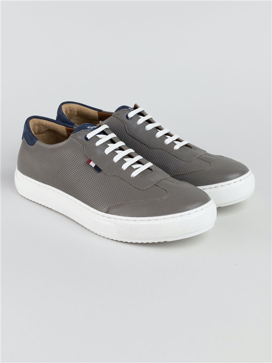 Retro Flag Trainer Grey Obera suede